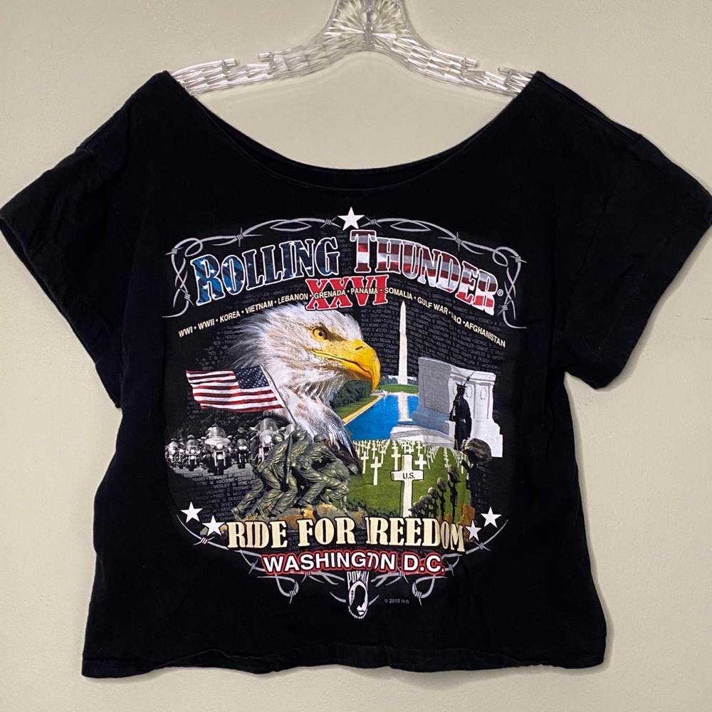 HARLEY DAVIDSON off shoulder motorcycle tee
